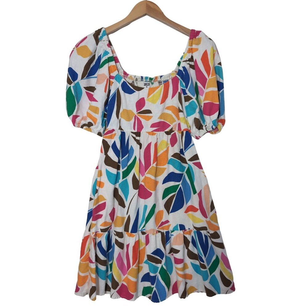 Tabitha Brown Target Mini Dress Women M Tropical Linen Blend Beach Resort